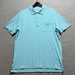 Lilly Pulitzer Polo Shirt Mens Size Medium Blue Pima Cotton Short Sleeves Golf